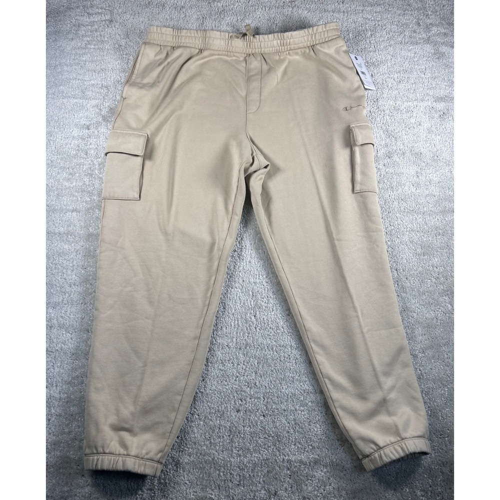 Champion Women Voluminous Cargo Pants Irish Cream Beige Fleece Joggers 1X NEW
